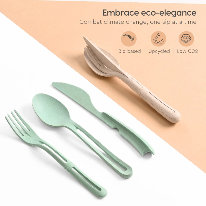 Earth Friendly Cutlery Set for Dining Table | Spoons and Forks Set Made with Rice Husk | Including Fork, Spoon & Knife | Dishwasher Safe Kitchen Set